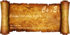 Csapliczky Edit névjegykártya